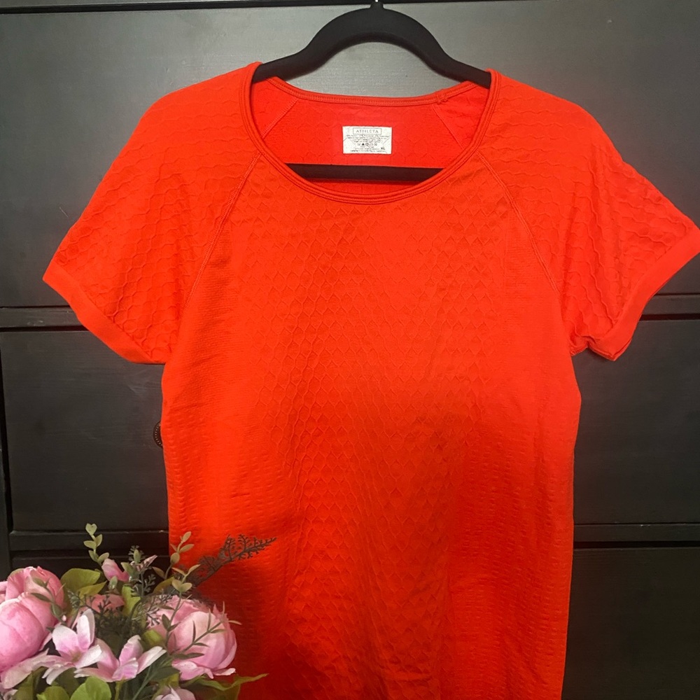 Althleta orange-red athletic top.  XL but fits more like M/L